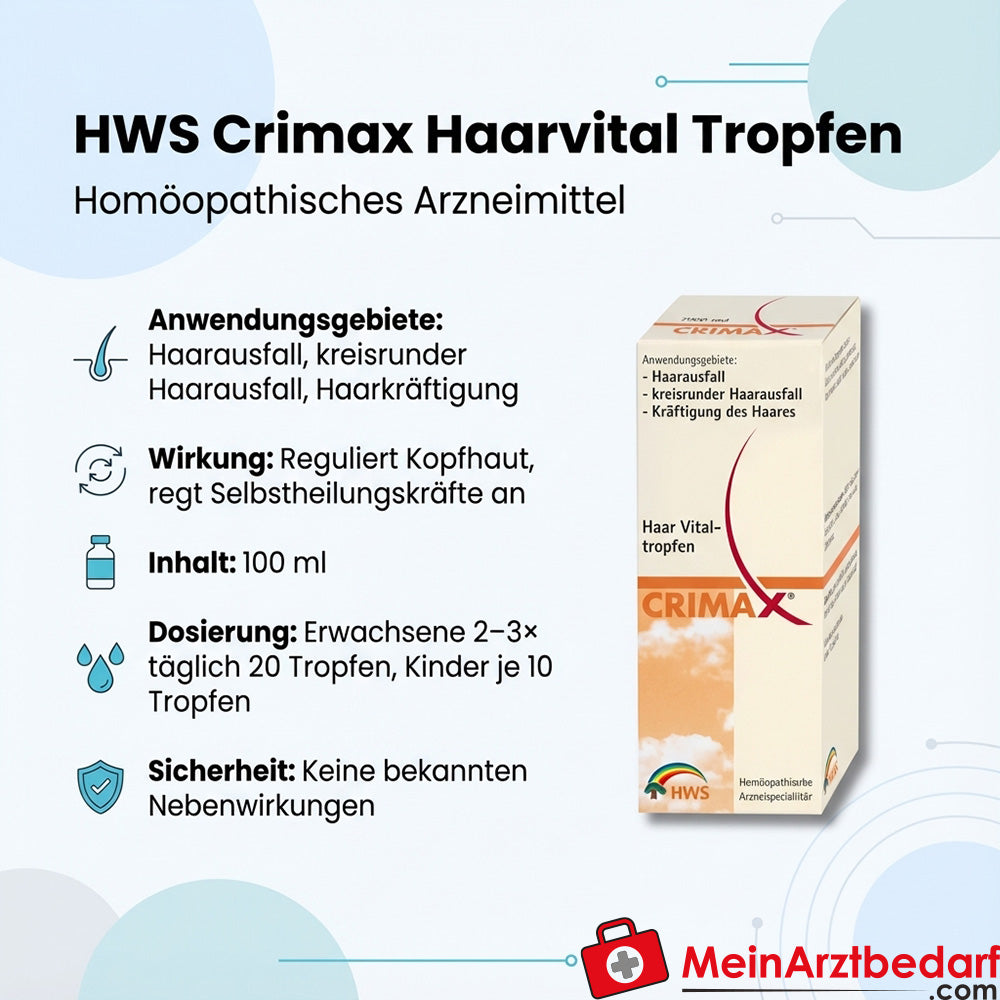 HWS Crimax Haarvital Tropfen 100 ml – homöopathisch, gegen Haarausfall