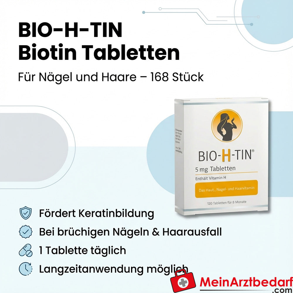 BIO-H-TIN Biotina Comprimidos 2,5 mg 168 unidades para uñas y cabello