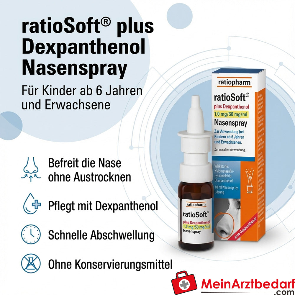 ratiopharm Nasenspray Xylometazolin 1 mg/ml + Dexpanthenol 50 mg/ml, 10 ml