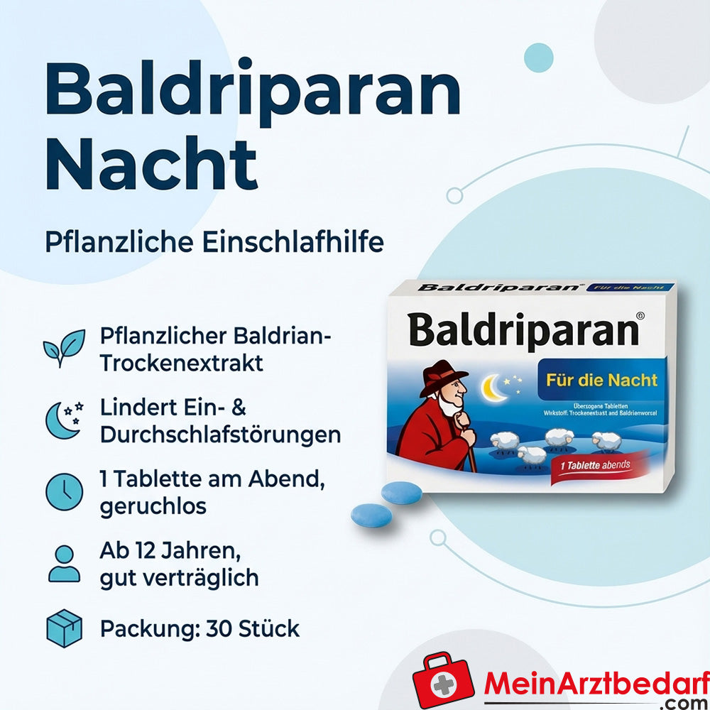 Pfizer Baldriparan Night 30 tabletek waleriany suchy ekstrakt środek wspomagający zasypianie od 12 roku życia