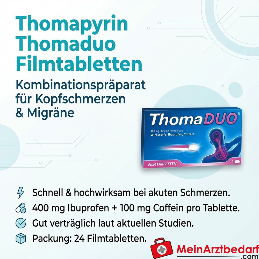 Thomapyrin Thomaduo filmomhulde tabletten 400 mg ibuprofen/100 mg cafeïne, 24 st.