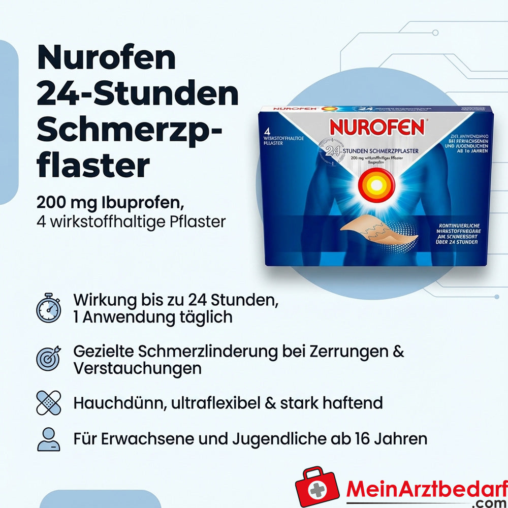 Nurofen 24-uurs pijnpleisters 200 mg ibuprofen, 4 stuks