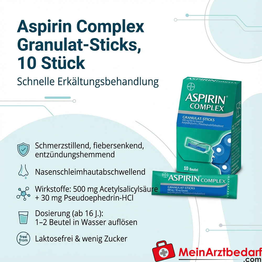 Aspirin Complex granulat w sztyfcie, na przeziębienie i katar, przeciwgorączkowy, 10 szt.