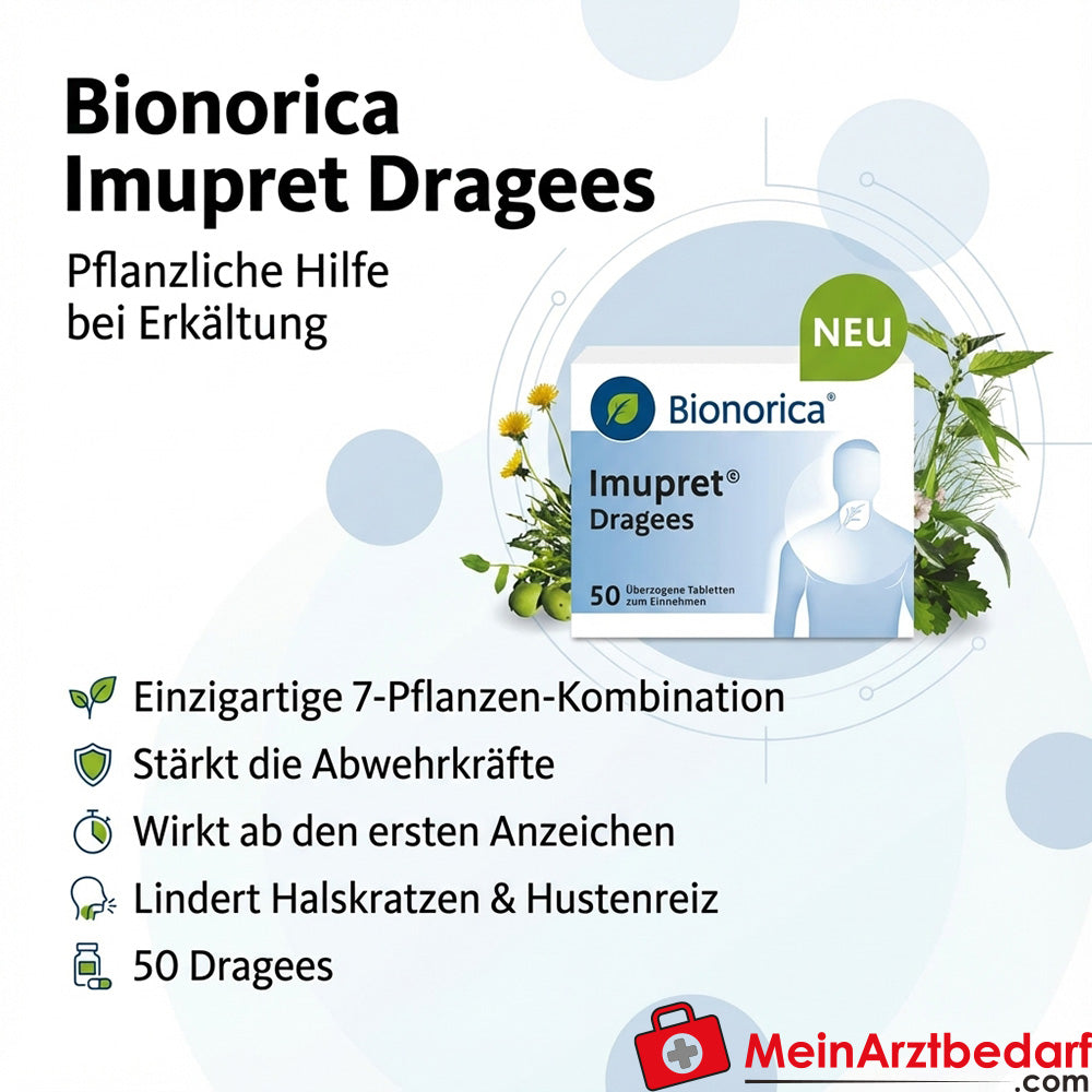 Bionorica Imupret Dragees 50 Stück, pflanzlich gegen Erkältung, stärkt Immunabwehr