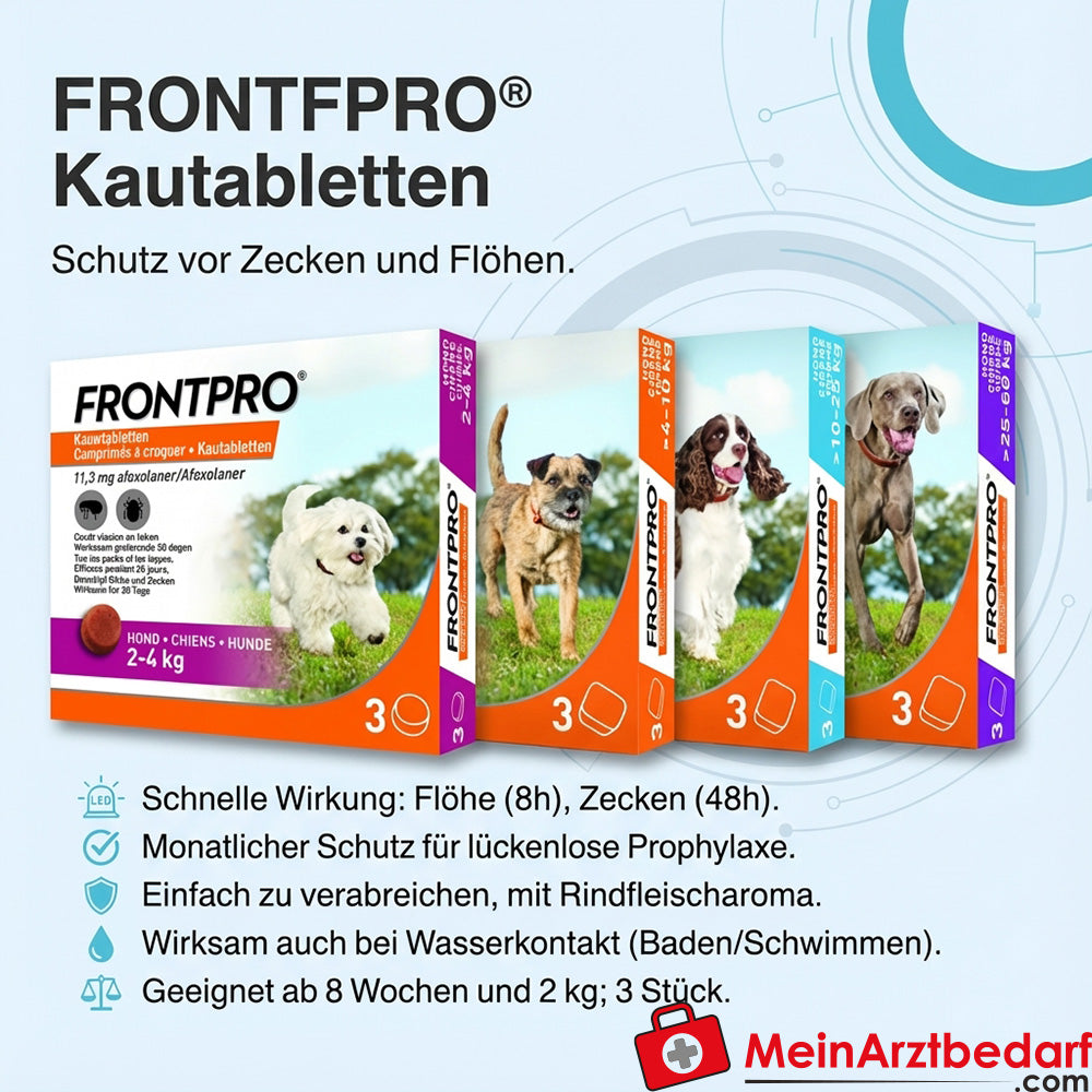 Frontline FRONTPRO Comprimés à mâcher Chien Tiques & Puces 3pcs