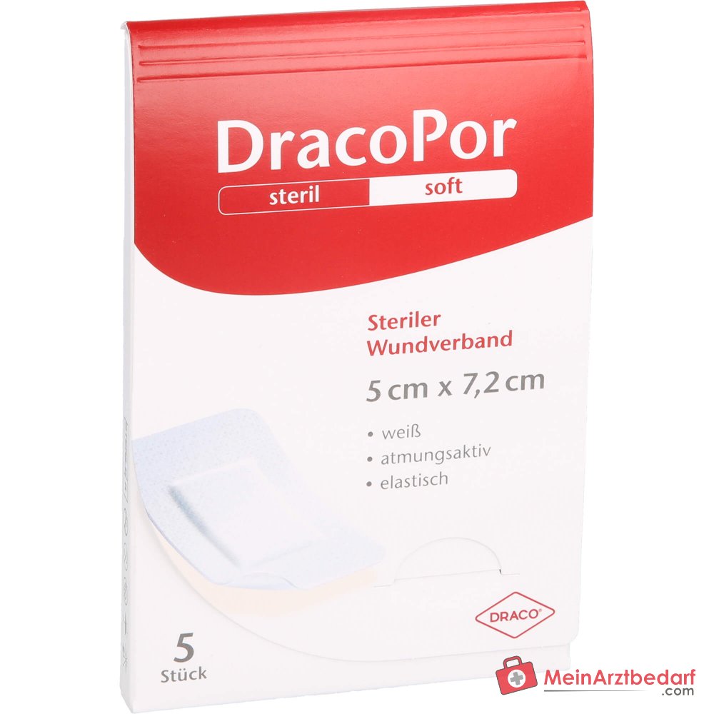 DracoPor Opatrunek na ranę Miękki jednostronnie przylepny sterylny 7,2 x 5 cm