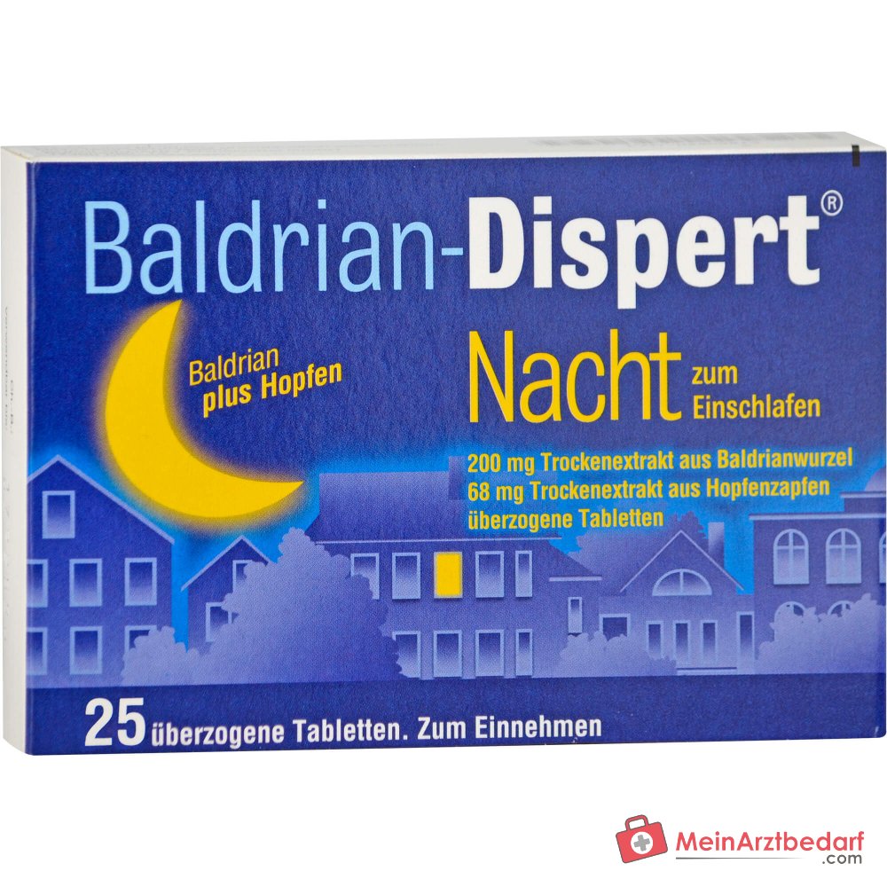 Baldrian-Dispert Nuit pour s'endormir Extrait sec de racine de valériane / extrait sec de cône de houblon comprimés enrobés, 50 pcs.