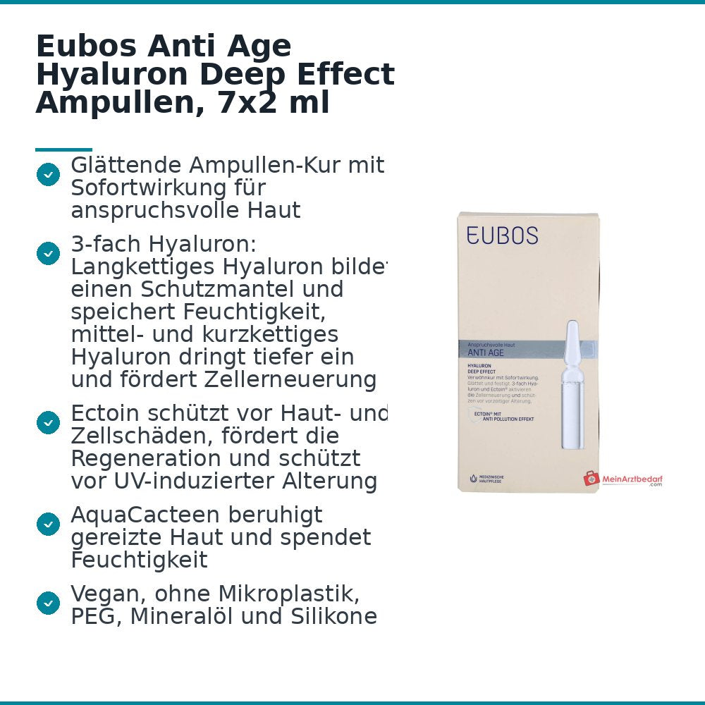 Eubos Anti Age Hyaluron Deep Effect Hyaluronsaeure / Ectoin Ampullen, 7 x 2 ml.