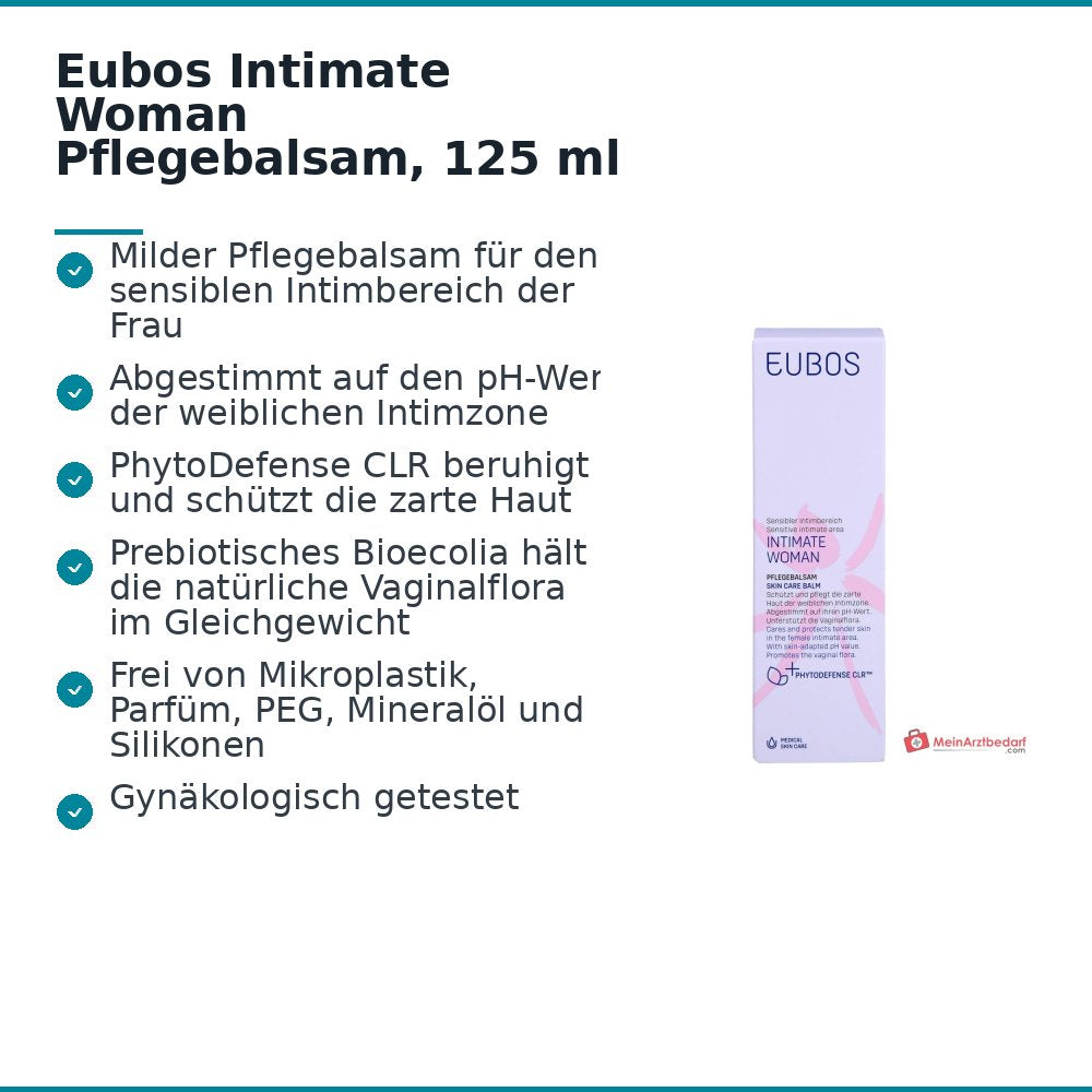 Eubos Intimate Woman Pflegebalsam Panthenol / Aloe Vera / Jojobaöl / Hamamelis Balsam, 125 ml.