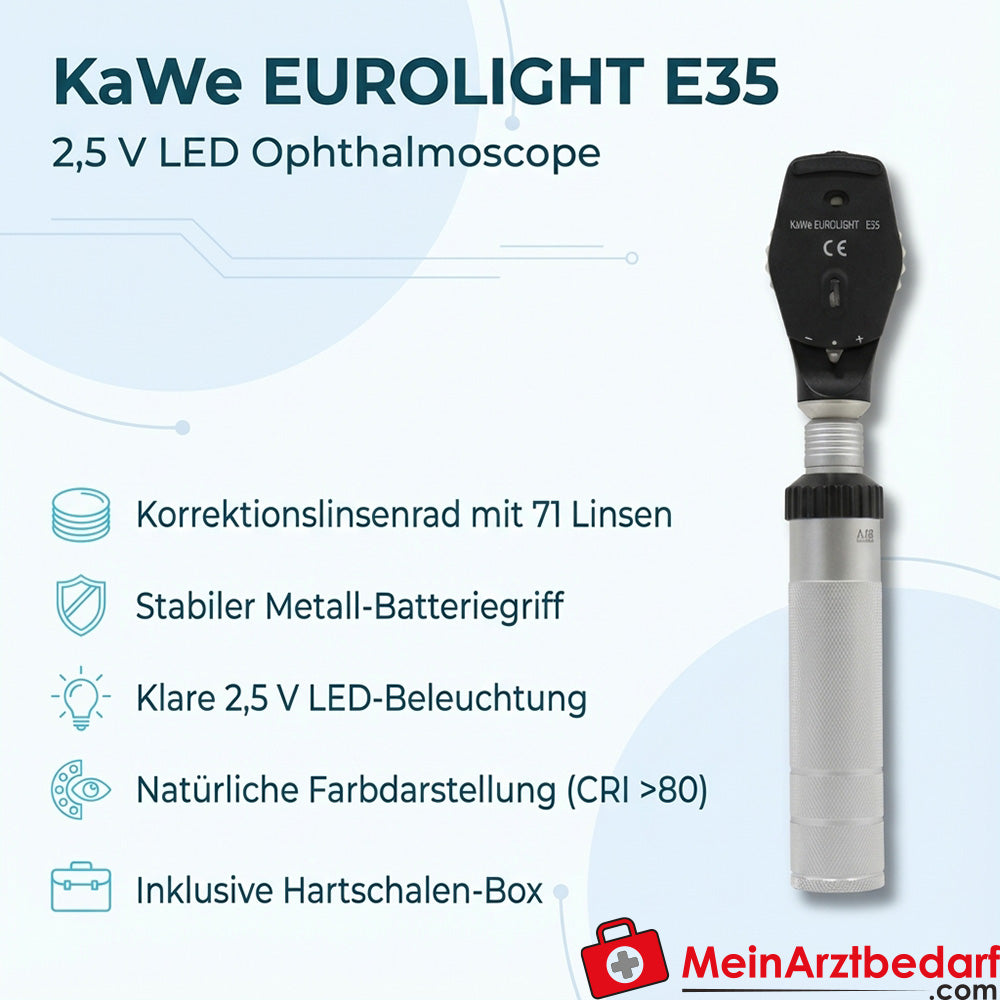 KaWe EUROLIGHT E35, 2,5 V, oftalmoscoop LED