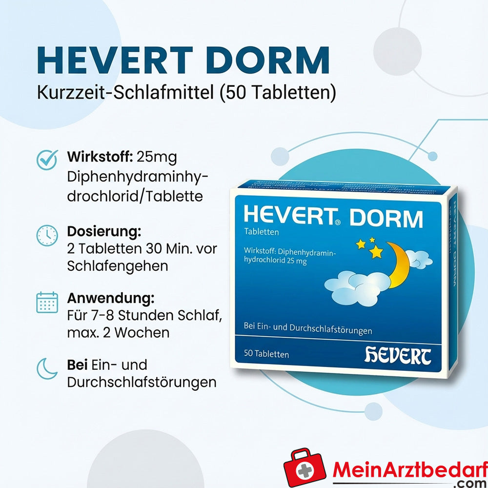 Hevert Dorm 25 mg Comprimés de diphenhydramine 20 pièces, 25 pcs.