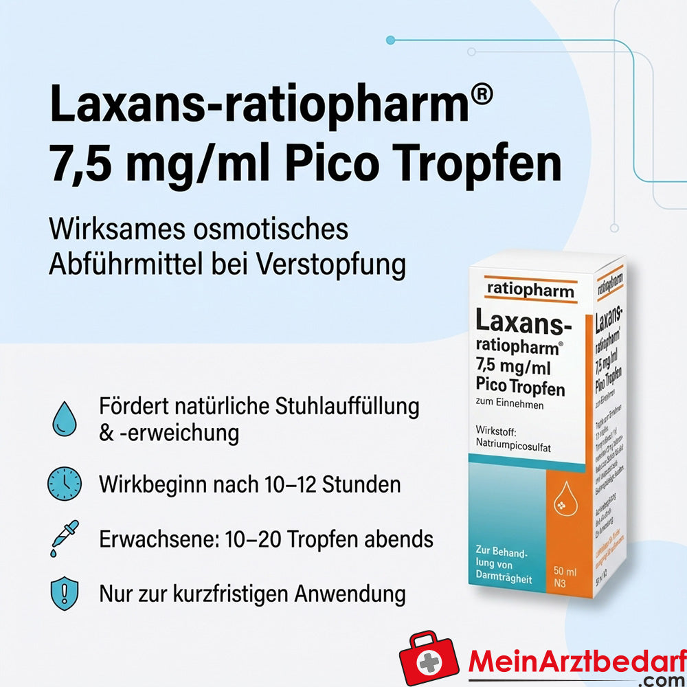 ratiopharm Laxans 7,5 mg/ml sodio picosolfato soluzione orale, gocce