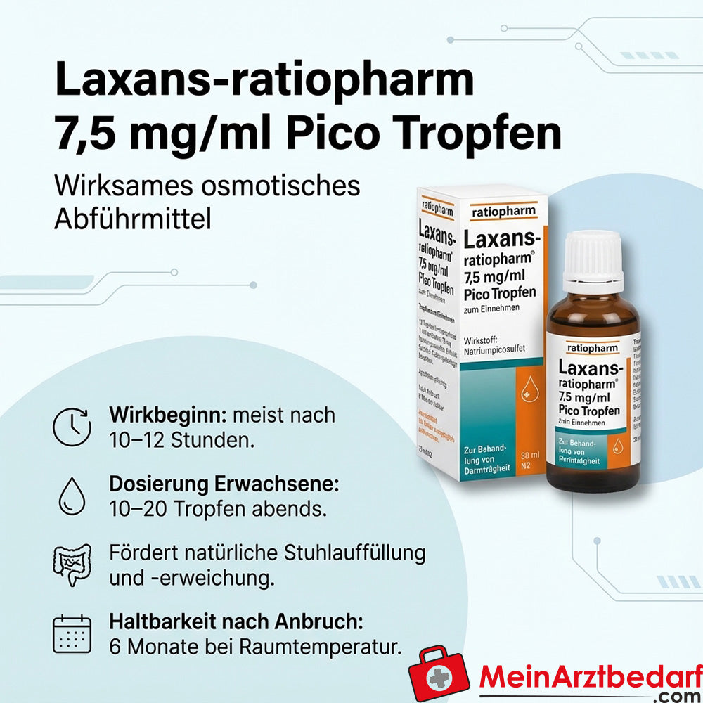 ratiopharm Laxans 7,5 mg/ml sodio picosolfato soluzione orale, gocce