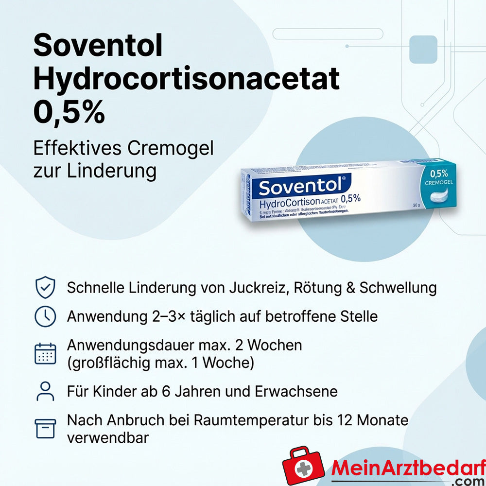 Crème à l'acétate d'hydrocortisone Soventol 0,5% pour usage externe