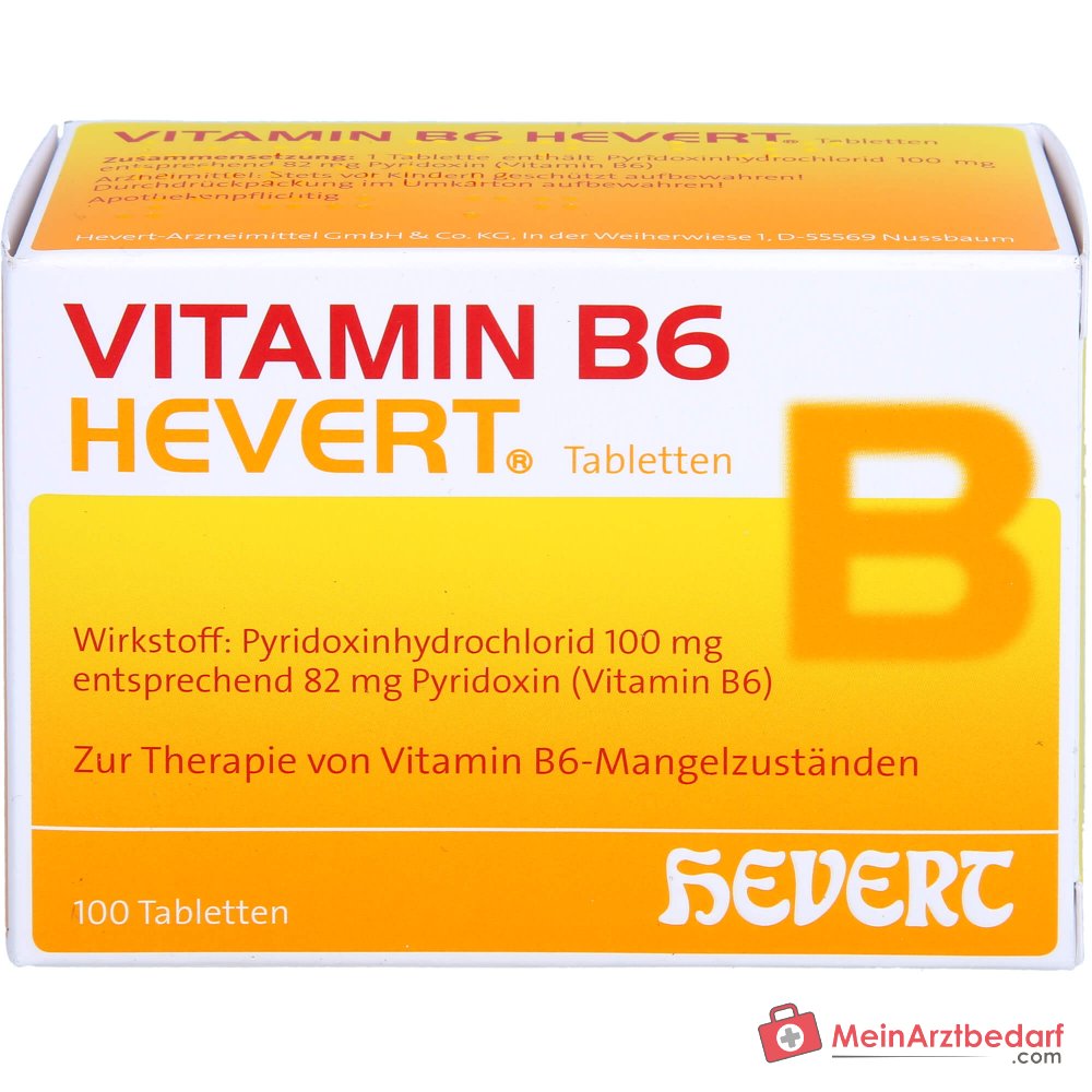 Hevert Comprimés de Chlorhydrate de Pyridoxine Vitamine B6, 100 pièces