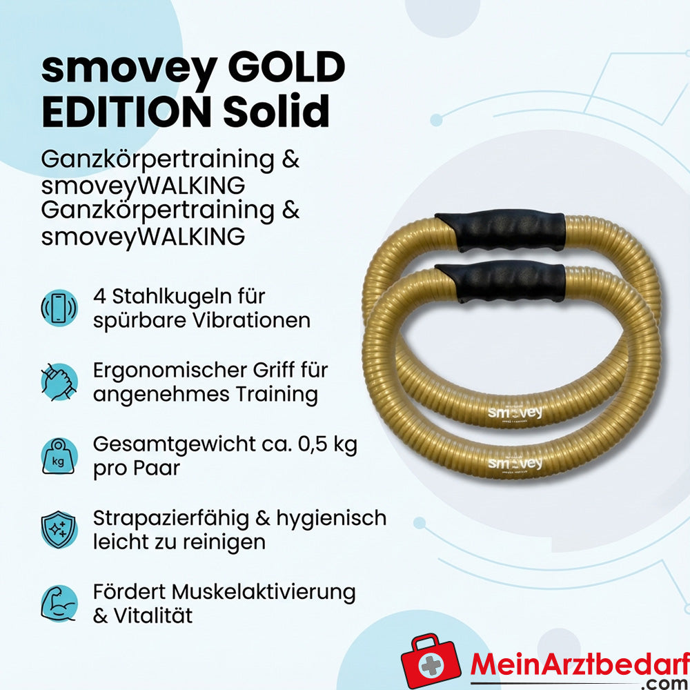 smovey GOLD EDITION Par de anillas de entrenamiento macizas para smoveyWALKING, 4 bolas de acero, aprox. 0,5 kg de peso total