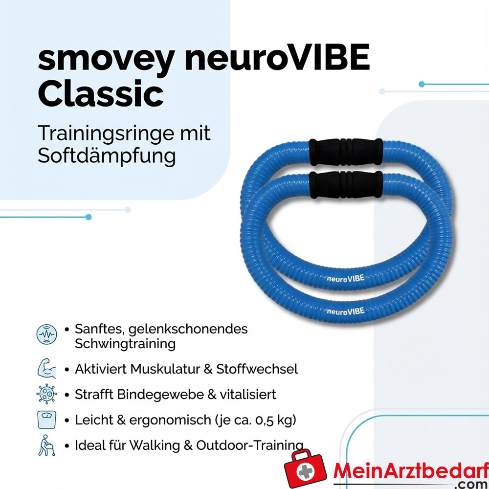 smovey neuroVIBE Classic Anneaux d'entraînement bleu, amortissement souple, 0,5 kg/anneau, la paire