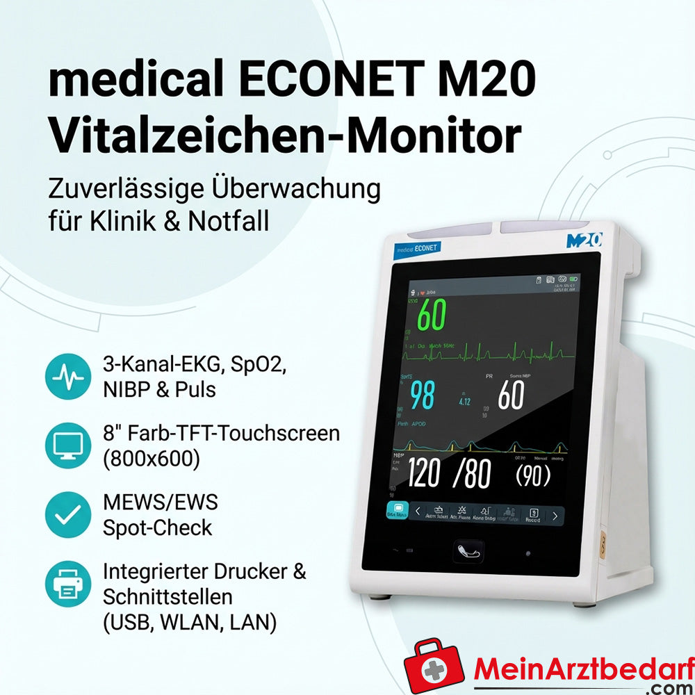 medical ECONET M20 moniteur patient avec ECG 3 canaux et mesure de la pression artérielle SpO2 (PNI)