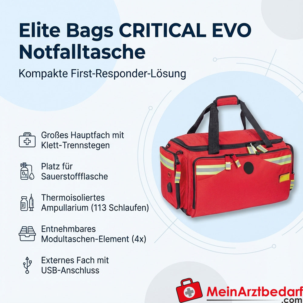 Elite Bags CRITICAL EVO bolsa de emergencia roja, primeros auxilios, interior modular, para botella de oxígeno
