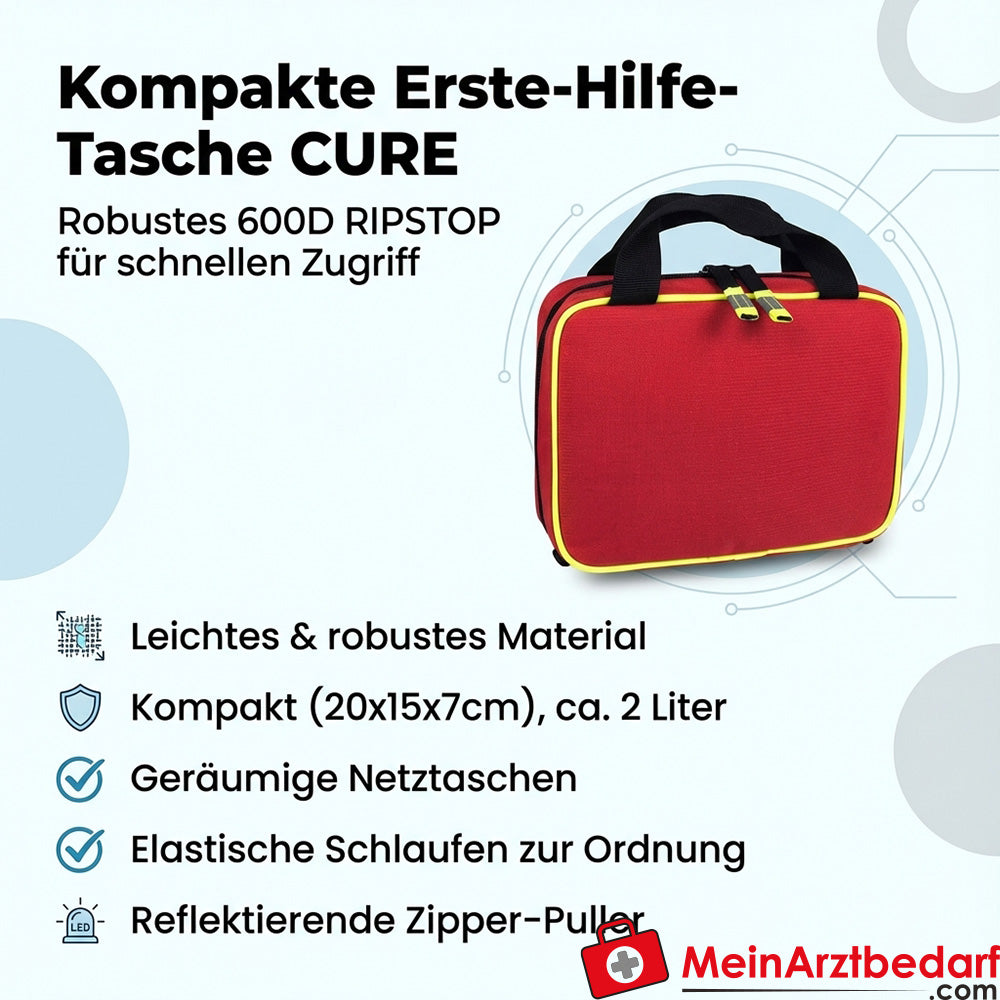 Elite Bags CURE Sac de premiers secours en 600D RIPSTOP, pliable, 20×15×7 cm, 2 L, rouge