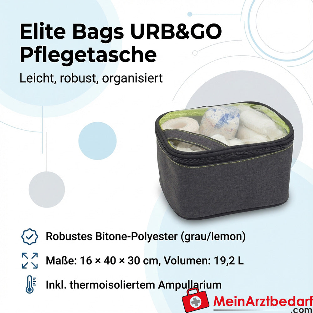 Elite Bags URB&GO verzorgingstas grijs/citroen 19,2 L 16×40×30 cm met opbergbaar rugzakdraagsysteem