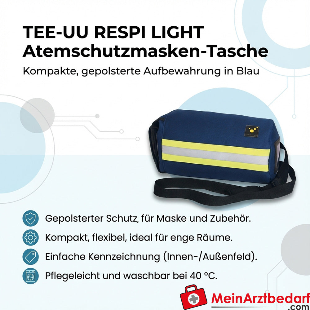 TEE-UU RESPI LIGHT torba na maskę wyściełana niebieska kompaktowa regulowany podwójny pasek do przenoszenia