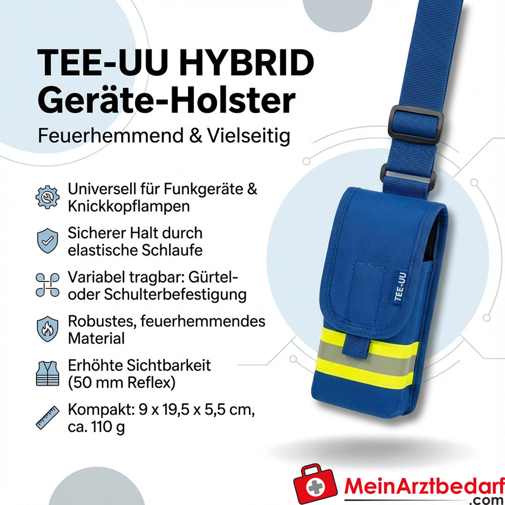 TEE-UU HYBRID Geräte-Holster blau 370G Fire Retardant 9x19,5x5,5 cm Reflexstreifen