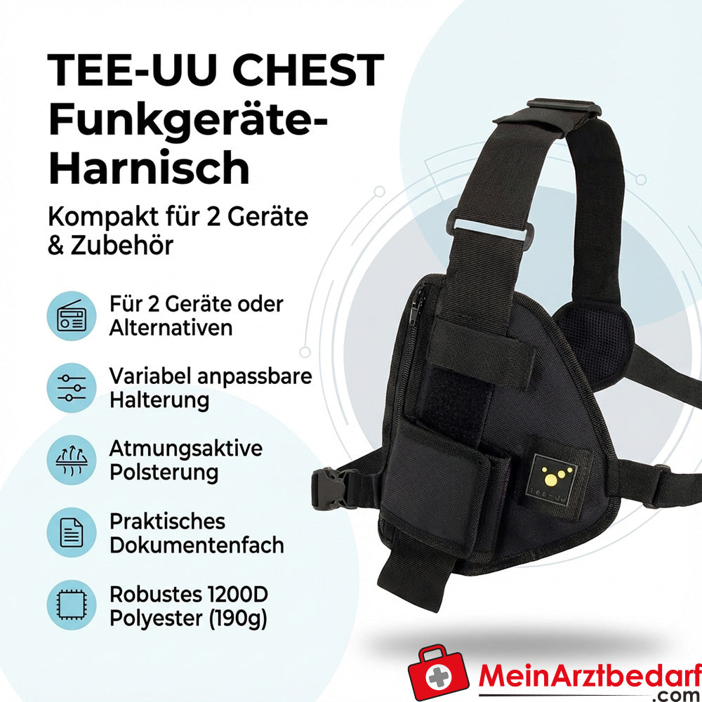 Uprząż radiowa TEE-UU CHEST czarna, poliester 1200D, oddychająca, na 2 urządzenia