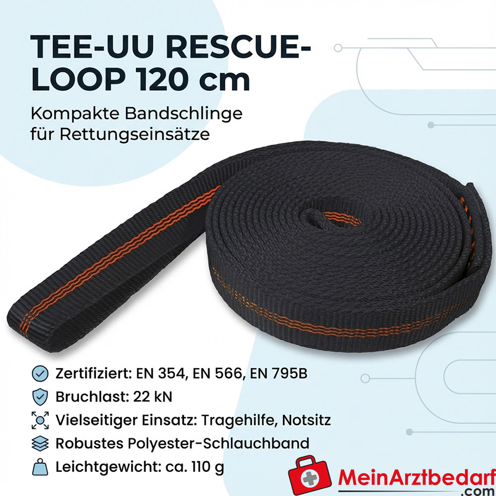 TEE-UU Rescue-Loop 120x20 mm polyester hijsband 22 kN zwart