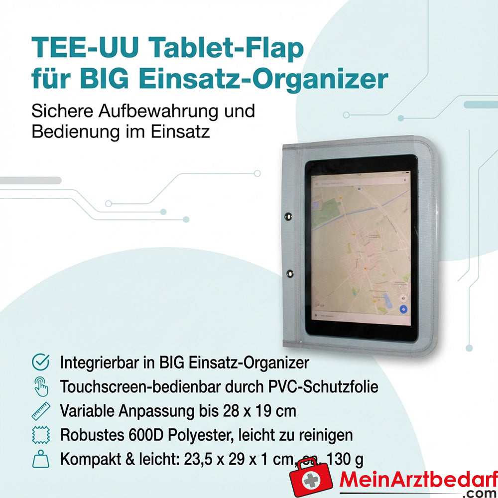 TEE-UU TABLET-FLAP Chemise pour organisateur d'intervention BIG, housse pour tablette 28 x 19 cm, 600D polyester, gris