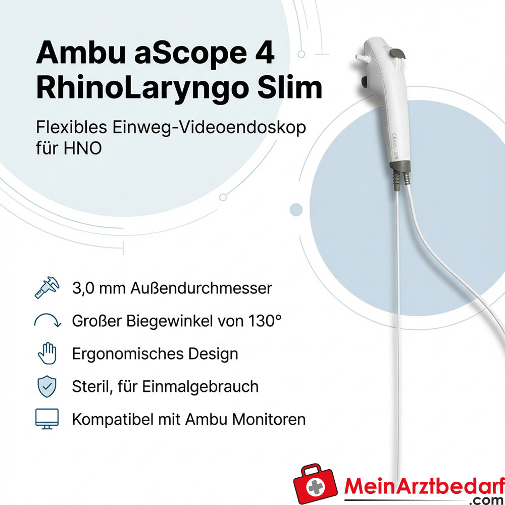 Ambu aScope 4 RhinoLaryngo Slim 3,0 mm Vidéoendoscope flexible à usage unique 5 pièces