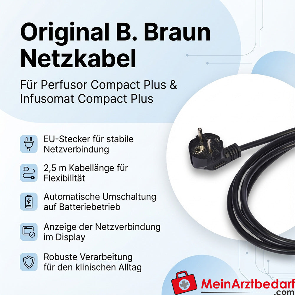 B. Braun Cordon d'alimentation de 2,5 m pour Perfusor Compact Plus & Infusomat Compact Plus Prise UE