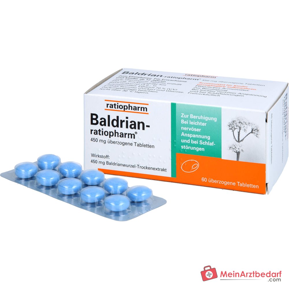 ratiopharm Valeriaan-ratiopharm Valeriaanwortel-droogextract Omhulde Tabletten, 60 stuks.