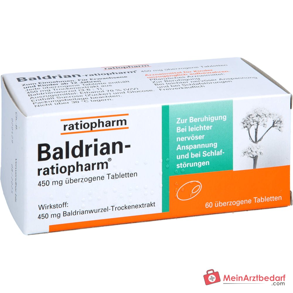 ratiopharm Valeriaan-ratiopharm Valeriaanwortel-droogextract Omhulde Tabletten, 60 stuks.