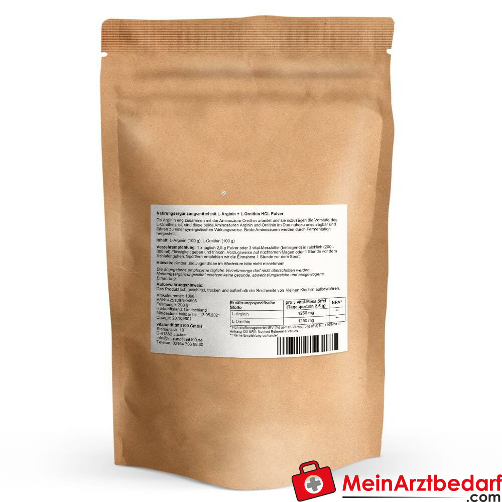 Duo Amino-Komplex: L-Arginin + L-Ornithin 200 g.