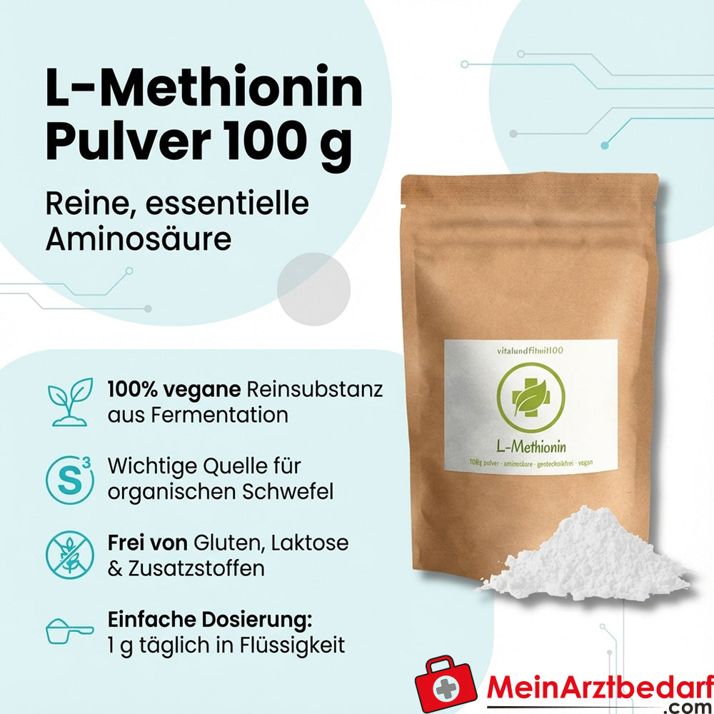 L‑Methionin Pulver 100 g Nahrungsergänzungsmittel, vegan