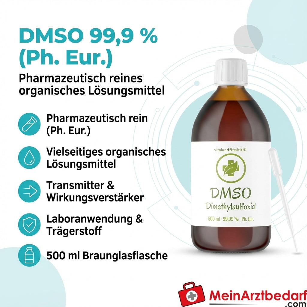 DMSO dimetilsulfóxido 99,9 % (Ph. Eur.) farmacéuticamente puro frasco de vidrio ámbar 500 ml