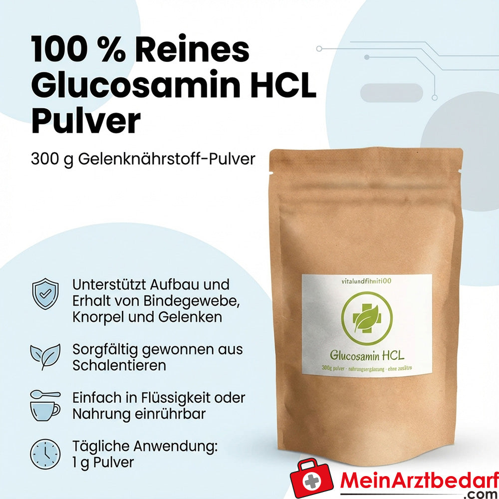 Poudre de glucosamine HCl 300 g Complément alimentaire