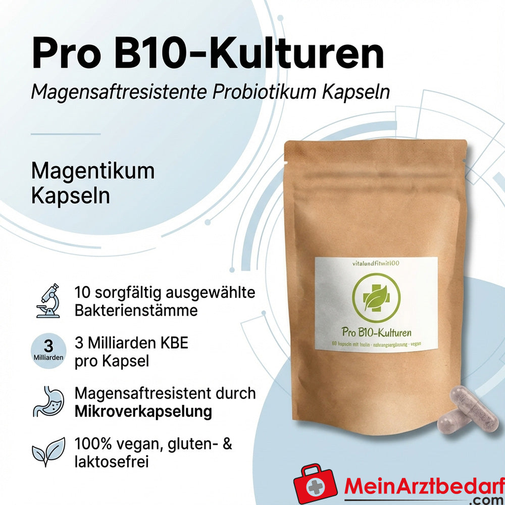 Cultures Pro B10 Probiotique 3 milliards d'UFC Capsules gastro-résistantes 60 pcs.
