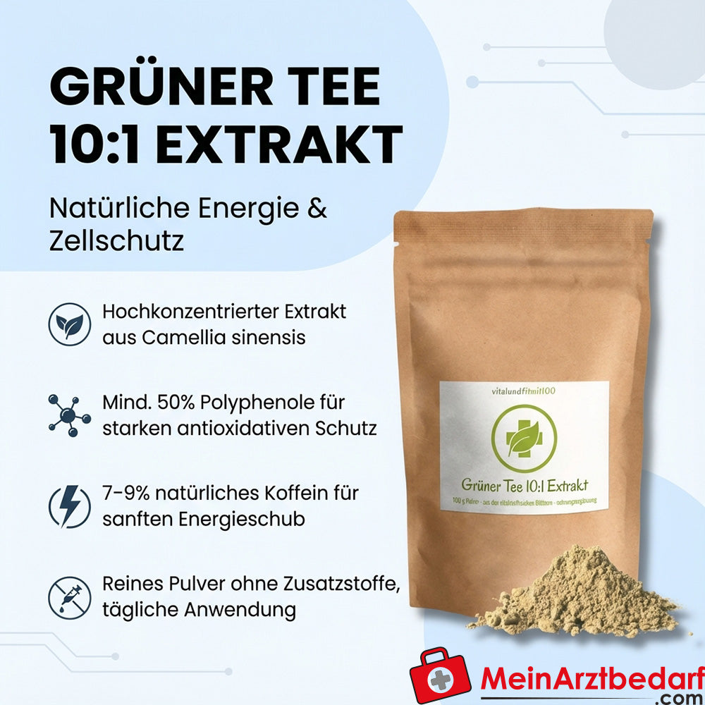 Extrait de thé vert 10:1 7-9% de caféine en poudre 100 g