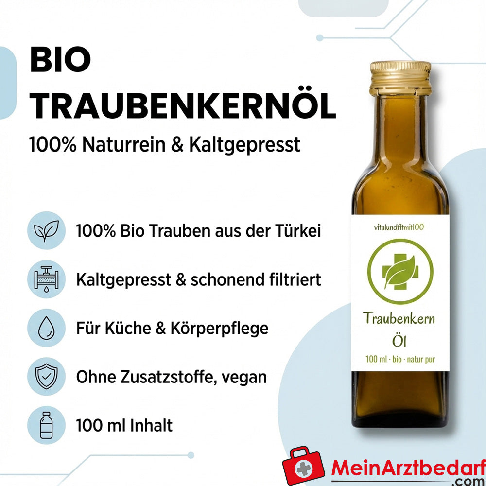 Aceite biológico de pepitas de uva prensado en frío 100 ml natural vegano