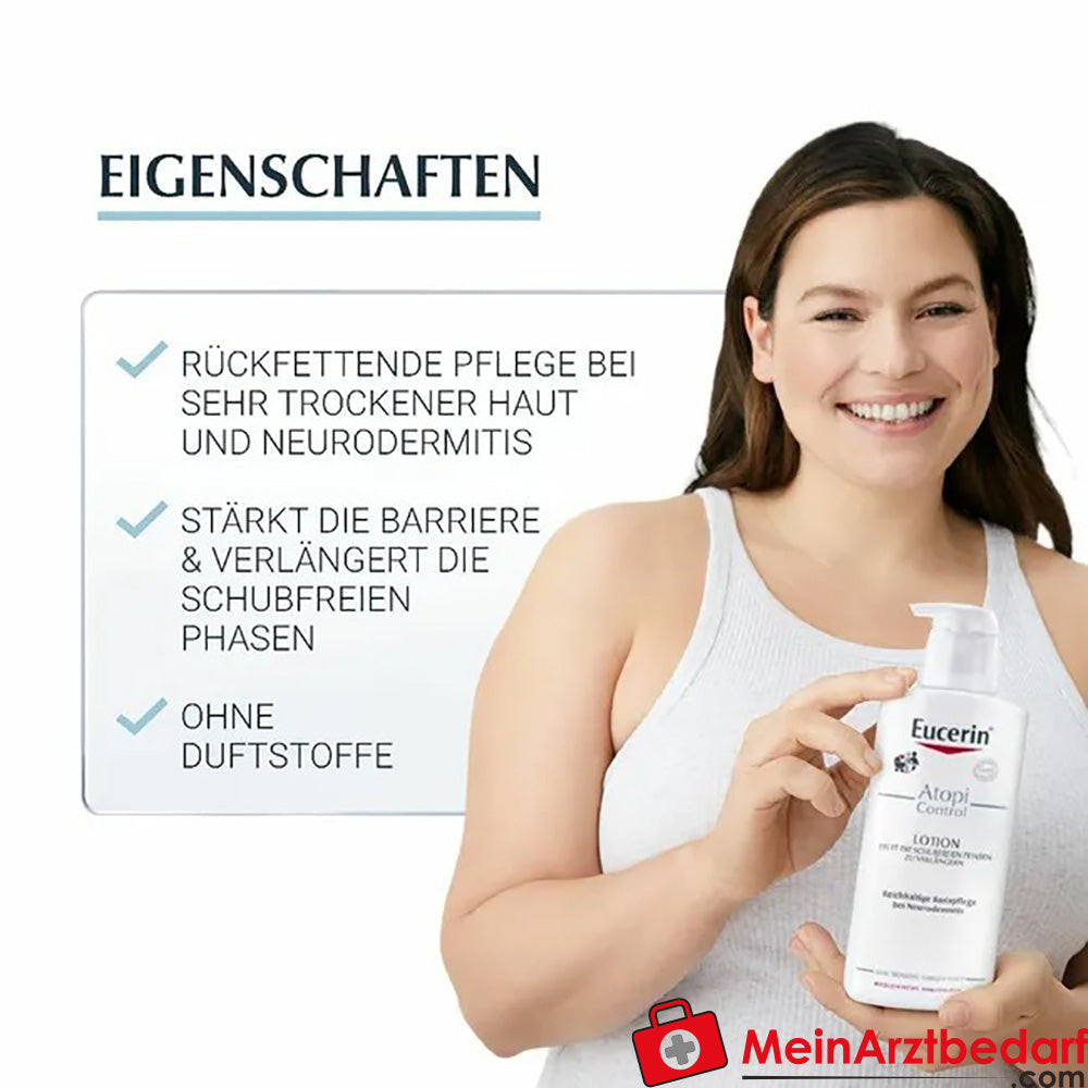 Eucerin® AtopiControl Lotion – beruhigt die Haut bei Neurodermitis Beschwerden – schnelle Hilfe bei Spannung und Juckreiz, 400ml.