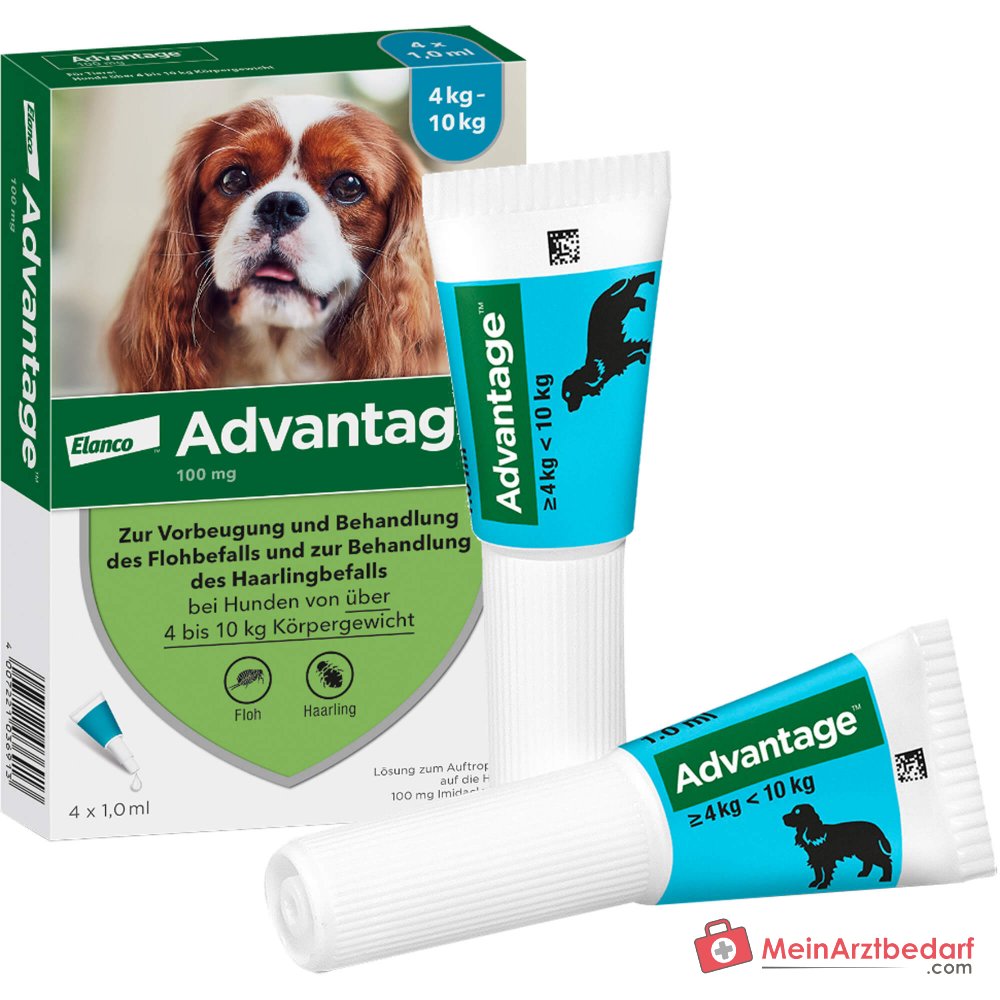 Advantage 100 Imidacloprid 100 mg/ml Soluzione spot-on cane 4-10 kg 4 pz.