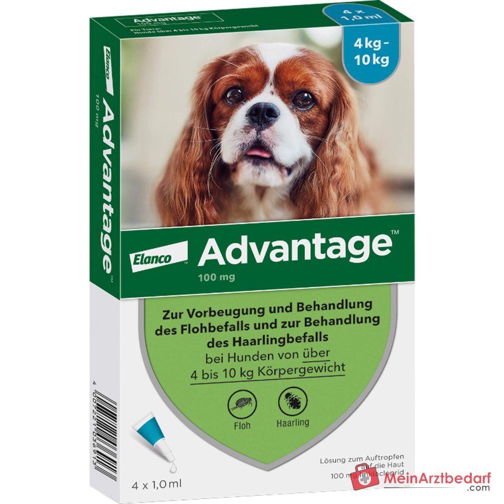Advantage 100 Imidacloprid 100 mg/ml Soluzione spot-on cane 4-10 kg 4 pz.