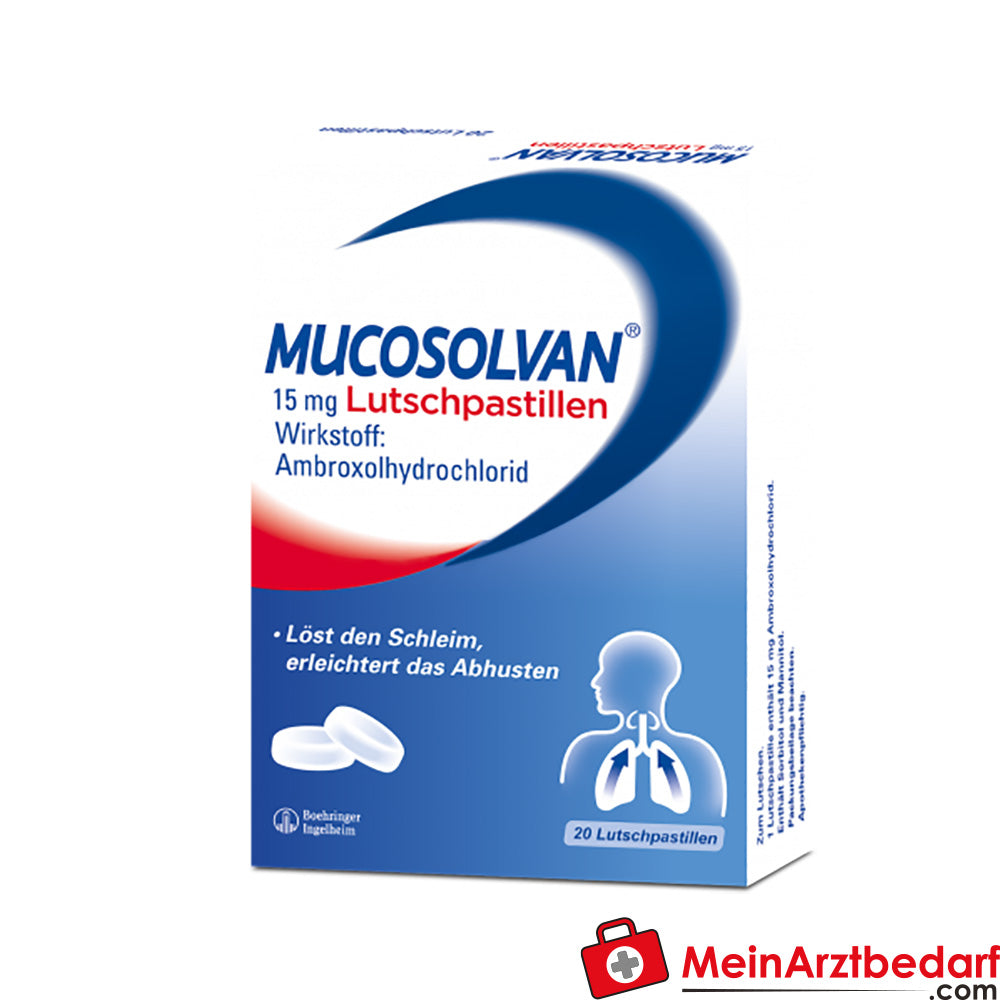 Mucosolvan 15 mg Pastilles à sucer Ambroxol contre l'irritation de la toux, 20 pces