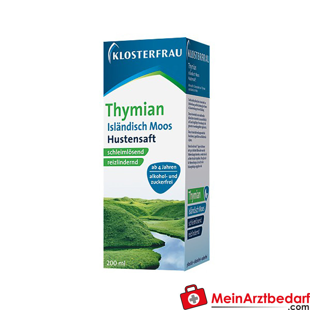 Klosterfrau Thymian-Isländisch Moos Hustensaft 200 ml, pflanzliches Hustenmittel, schleimlösend, reizlindernd, alkoholfrei, zuckerfrei
