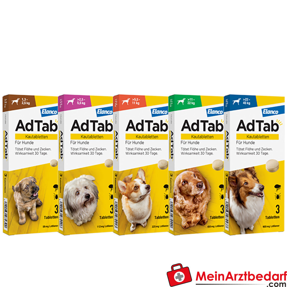 Elanco AdTab Comprimés à mâcher Chien Lotilaner Bœuf 3 pcs - 1 mois de protection contre les puces et les tiques
