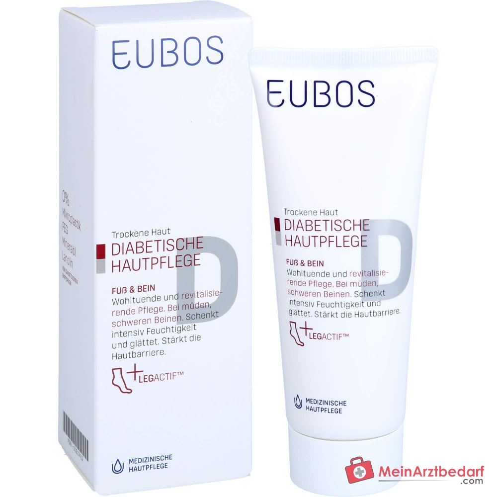 Eubos Diabetische Hautpflege Fuß und Bein Urea / Lactat / Glycerin / Bisabolol / Allantoin / Panthenol Creme, 100 ml.