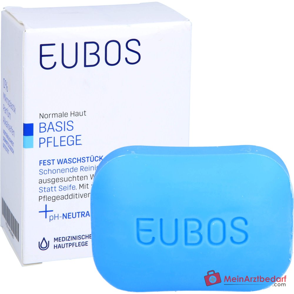 Eubos Basis Pflege Fest Waschstück Blau Seifenfreies Syndet Seife, 125 g.