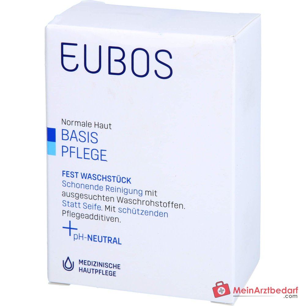 Eubos Basis Pflege Fest Waschstück Blau Seifenfreies Syndet Seife, 125 g.